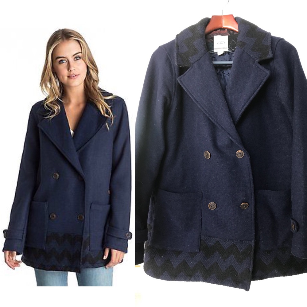 2/$47 ROXY Midnight Chevron Peacoat Navy LARGE